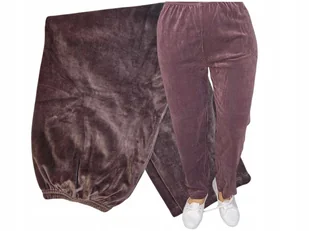 beż SPODNIE DRESOWE WELUR 50 52 POLSKIE PROSTA NOGAWKA BEZUCISKOWE 3xl - Dresy damskie - miniaturka - grafika 1