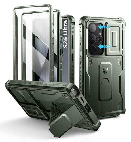 Dexnor Etui do Samsung Galaxy S24 Ultra z wbudowaną osłoną kamery przesuwnej, ochrona wyświetlacza i podpórką, wytrzymałe etui na telefon komórkowy, ochrona całego ciała, ochrona przed uderzeniami,