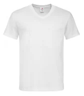 Koszulki męskie - Biały Bawełniany T-Shirt w Serek, Męski Bez Nadruku -STEDMAN- Koszulka, Krótki Rękaw, Basic, V-neck - Stedman - miniaturka - grafika 1