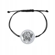 Bransoletki - Bransoletka Srebrna z psem Moskiewski Pies Stróżujący 925 sznurek GRAWER - miniaturka - grafika 1