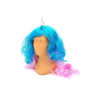 Dodatki do strojów karnawałowych - Peruka Jednorożec z rogiem - miniaturka - grafika 1