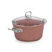 Garnki - Różowy aluminiowy garnek z pokrywką Güral Porselen Classic, ø 20 cm - miniaturka - grafika 1