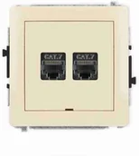 Gniazdka elektryczne - Gniazdo komputerowe Karlik Deco 1DGKBO-10 podwójne 2xRJ45, kategoria 7, ekranowane, ośmiostykowy, bez pola opisowego beżowe - miniaturka - grafika 1