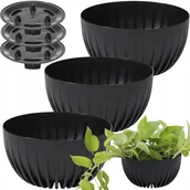 Kwietniki - 3x MISA DONICA DONICZKA KWIETNIK OSŁONKA WKŁAD CZARNA 30cm - miniaturka - grafika 1