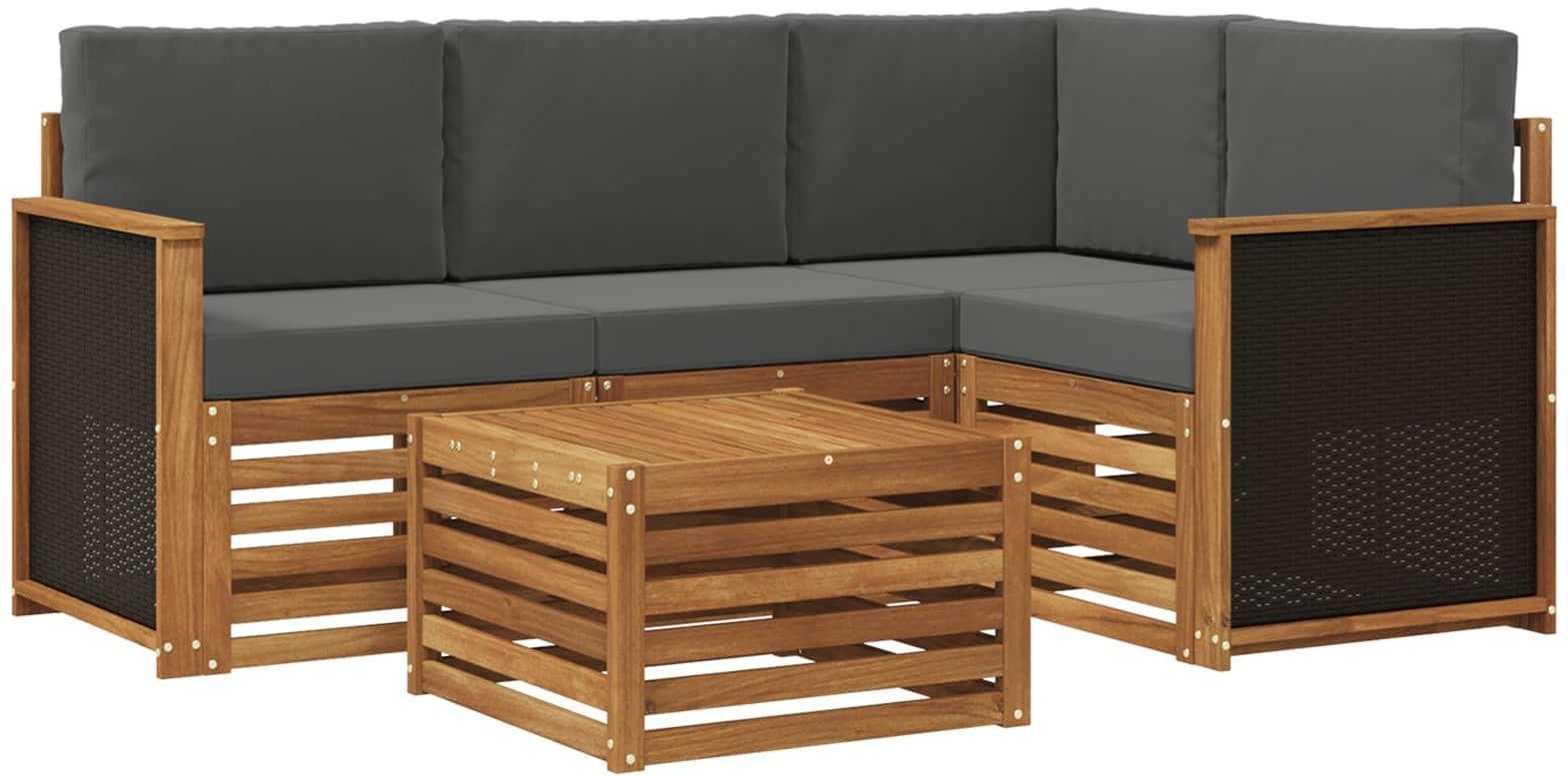 vidaXL Zestaw sof na zewnątrz 5 pcs Naturalny i Antracytowy