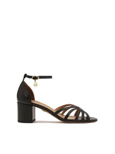 Czarne skórzane sandały z pełną piętą - Sandały damskie Czarne skórzane sandały z pełną piętą - Sandały damskie - miniaturka - grafika 1