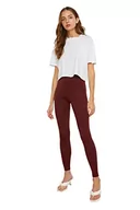 Rajstopy - Trendyol Damskie legginsy bordowe, wysokie stanowiska, podstawowe dzianinowe rajstopy, Burgundia, M - miniaturka - grafika 1