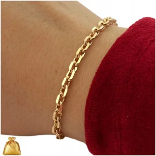 PIĘKNA ZŁOTA BRANSOLETKA DAMSKA ANKIER STAL CHIRURGICZNA 19 CM PREZENT 18K - Bransoletki - miniaturka - grafika 1