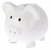 Skarbonki - Skarbonka ceramiczna biała świnka dla dzieci 18,5x21x19 cm - miniaturka - grafika 1