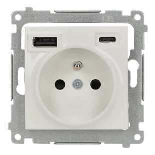Kontakt Simon Gniazdo z ładowarką USB A+C SIMON 54 - biały - Gniazdka elektryczne - miniaturka - grafika 1