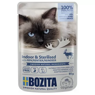 12x85g Bozita Indoor & Sterilised, kawałki w sosie, renifer, mokra karma dla kota - Mokra karma dla kotów - miniaturka - grafika 1