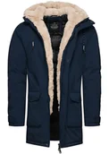 Kurtki męskie - Kurtka męska parka z futerkiem granatowa Recea - miniaturka - grafika 1