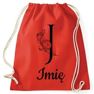 Plecaki worki - Worek Plecak Czerwony Twoje Imię "J" Do Szkoły Personalizowany Wzory - miniaturka - grafika 1