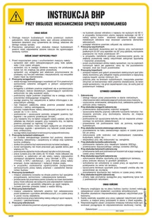 IAF29 INSTRUKCJA BHP PRZY OBSŁUDZE MECHANICZNEGO SPRZĘTU BUDOWLANEGO, FN - FOLIA SAMOPRZYLEPNA; (245X350MM) - Instrukcje stanowiskowe BHP - miniaturka - grafika 1