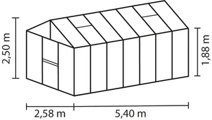 VITAVIA szklarnia ogrodowa Zeus 13800, srebrna - (13,8 m2; 2,56 x 5,38 m) + baza - Szklarnie ogrodowe - miniaturka - grafika 5