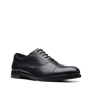 Clarks Craftdean Cap [Black Leather] - Rozmiar 45 - Półbuty męskie - miniaturka - grafika 1