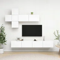 Meblościanki - vidaXL 7-cz zestaw szafek TV biały płyta wiórowa 3078709 - miniaturka - grafika 1