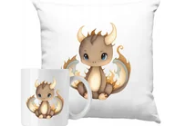 Gadżety dla niej i dla niego - ZESTAW PODUSZKA + KUBEK Dino Dziecięca Pomysł Na Prezent +IMIĘ - miniaturka - grafika 1