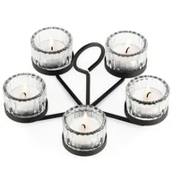 Świeczniki - Świecznik Metalowy Czarny Stojak na Świeczki Tealight Stół Dekoracyjny - miniaturka - grafika 1