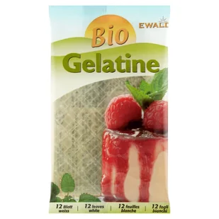 EWALD (żelatyna) ŻELATYNA WIEPRZOWA W LISTKACH (12 LISTKÓW) BIO 20 g - EWALD - Ciasta i półprodukty do ciast - miniaturka - grafika 1