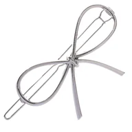 Ozdoby do włosów - Spinka Wsuwka Srebrna do Włosów Ozdobna Kokarda Metalowa Lekka i Wytrzymała - miniaturka - grafika 1