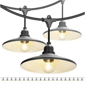 Lampy ogrodowe - ZESTAW CRETE Girlanda ogrodowa 20m + kabel 5m + 20x klosz czarny M2 - miniaturka - grafika 1