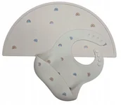 Dywany dla dzieci - Zestaw Silikonowa Mata I Śliniak Z Kieszonką Na Stół Wzór Tęcza - miniaturka - grafika 1