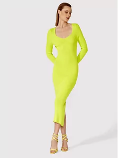 Sukienki - Simple Sukienka dzianinowa SUD008 Zielony Slim Fit - grafika 1