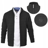 Swetry męskie - SWETER Męski ROZPINANY Kardigan na Zamek CZARNY Bawełniany 2XL Pako Jeans - miniaturka - grafika 1