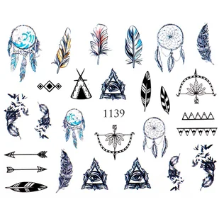 Naklejki wodne na paznokcie BOHO, ŁAPACZ - nr 1139 - Sztuczne paznokcie i akcesoria - miniaturka - grafika 2
