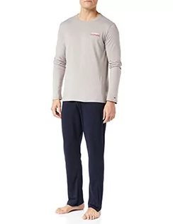 Spodnie męskie - Tommy Hilfiger Spodnie męskie Ls Jersey zestaw piżamy, Szary (City Grey) / pustynne niebo, M - grafika 1