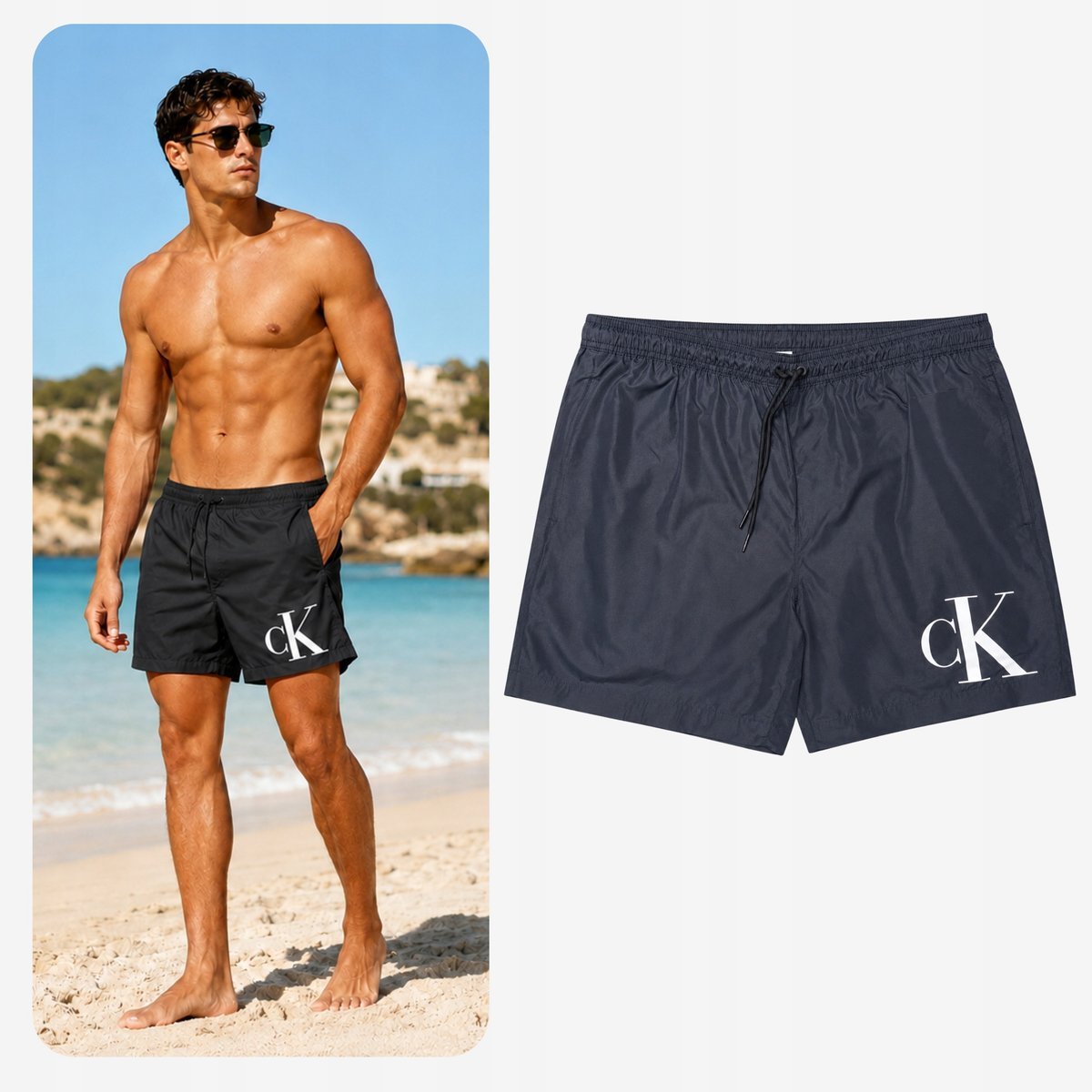 Męskie Spodenki Kąpielowe Calvin Klein logo czarne oryginalne rozm. M