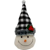 Ozdoby bożonarodzeniowe - BAŁWANEK DEKORACYJNY Z CZAPKĄ W BIAŁO CZARNĄ KRATKĘ - miniaturka - grafika 1
