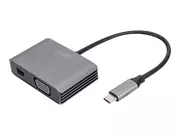 Złącza, przejściówki, adaptery - DIGITUS USB-C - mini DP + VGA Adapter 20cm 4K/30Hz silver aluminum housing - miniaturka - grafika 1