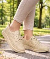 Mokasyny damskie - Mokasyny damskie beżowe półbuty MD26-34 lekkie rozmiar: 39 - miniaturka - grafika 1