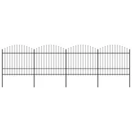 Ogrodzenia - vidaxl Panele ogrodzeniowe z grotami, stal, (1,5-1,75) x 6,8 m, czarne - miniaturka - grafika 1