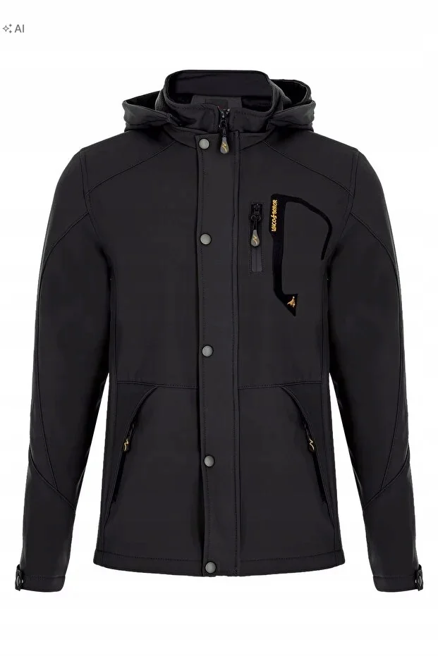 MĘSKA KURTKA SOFTSHELL Z KAPTUREM I KIESZENIAMI XL 5IA