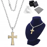 Biżuteria dla dzieci - Naszyjnik Srebrny z Krzyżykiem Pozłacanym i Rodowanym Łańcuch Ankier45 cm - miniaturka - grafika 1