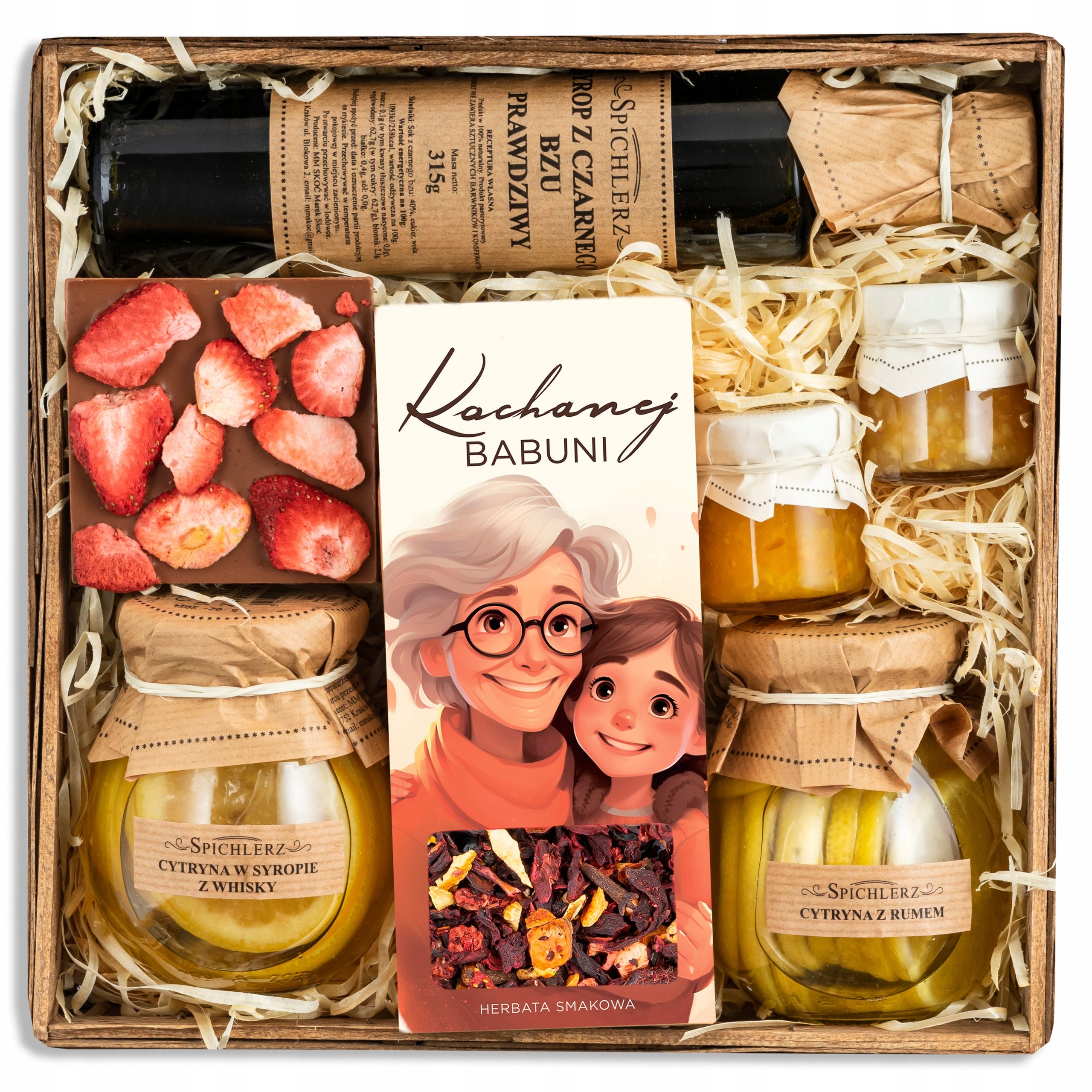 Zestaw Dla Babci na urodziny Herbata cytryny Syrop naturalne składniki