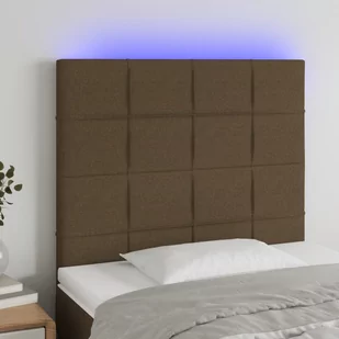 Lumarko Zagłówek do łóżka z LED ciemnobrązowy, 90x5x118/128 cm tkanina - Inne meble do sypialni - miniaturka - grafika 1