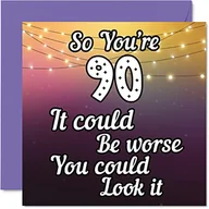 Kartki okolicznościowe i zaproszenia - Zabawne kartki na 90. urodziny dla mężczyzn i kobiet - Look It - zabawna kartka urodzinowa dla dziadka babci babci babci taty mamy, 145 mm x 145 mm kartki okolicznościowe, kartka na 90. urodziny - miniaturka - grafika 1