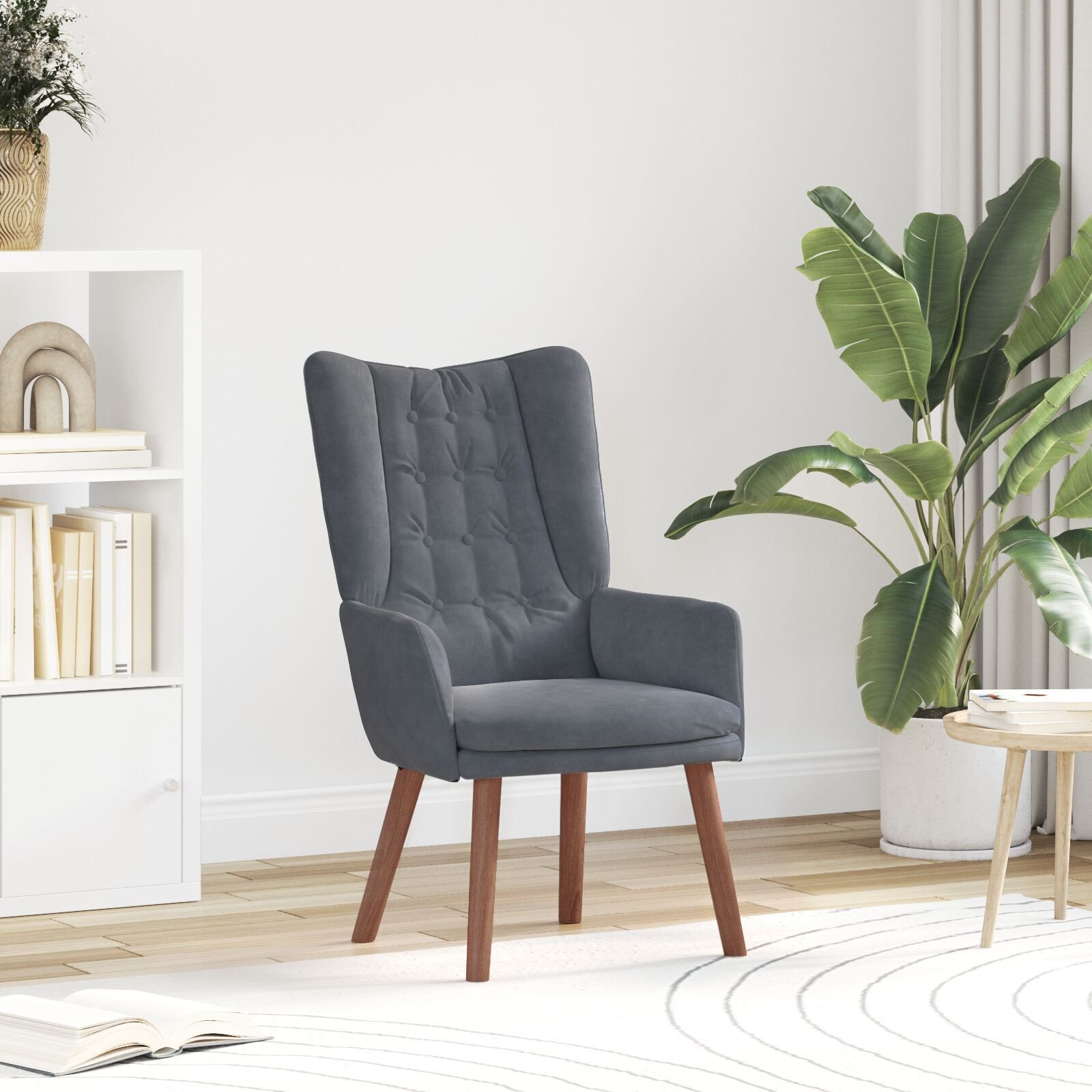 vidaXL Fotel relaksacyjny ciemnoszary welur