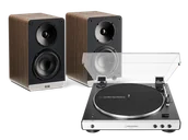 Zestawy stereo - Audio-Technica AT-LP60XBT (biały) + Connex (orzech) - miniaturka - grafika 1