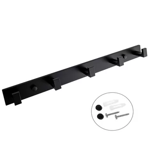 Wieszak na ubrania na ścianę czarny aluminiowy haczyk loft - Yoka - Wieszaki łazienkowe - miniaturka - grafika 1