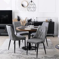 Krzesła - Krzesło Tapicerowane do Salonu CORK 2 Szare Nowoczesne Loft - miniaturka - grafika 1