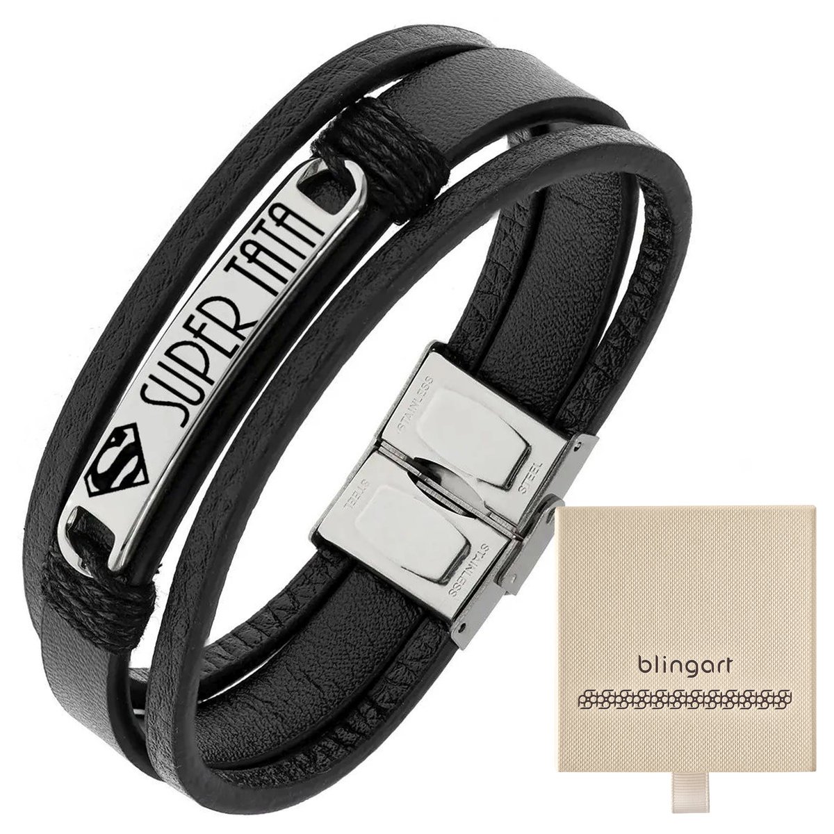 Szeroka skórzana męska bransoletka Music