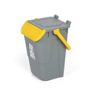 Kosze na śmieci - Plastikowy kosz do segregacji odpadów EKOLOGIA II, szaro-żółty - miniaturka - grafika 1