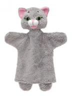 Maskotki i pluszaki - Pacynka pluszowy szary kotek, 26 cm, idealny do zabawy i przedstawień, miły plusz, wykonany ręcznie w Czechach - miniaturka - grafika 1