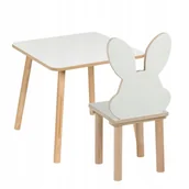 Zestawy mebli dla dzieci - Stolik i krzesełko dla dzieci Królik 50 cm zestaw mebli MDF + DREWNO - miniaturka - grafika 1