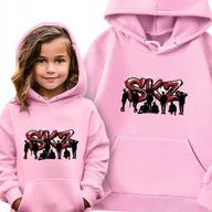Bluzy dla dziewczynek - Bluza Dziecięca Z Kapturem Różowa SKZ Muzyka Kpop Idole Na Prezent - 140 cm - miniaturka - grafika 1